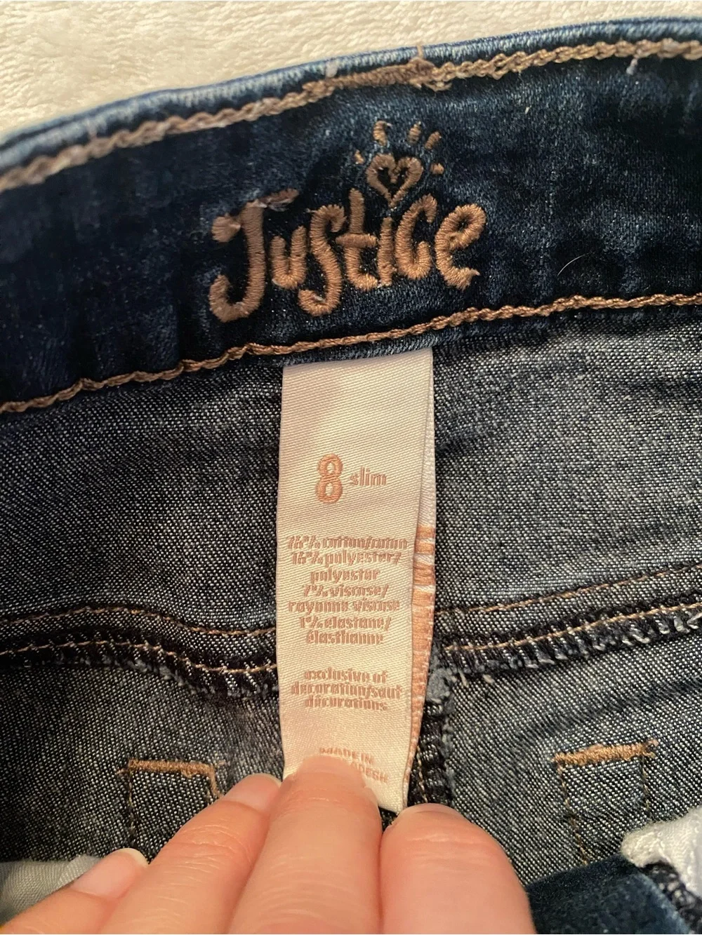 Justice Dark Blue Roll-Cuff Denim Shorts Size 8 Slim